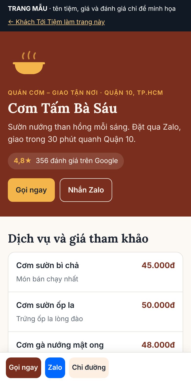 Trang mẫu Quán ăn